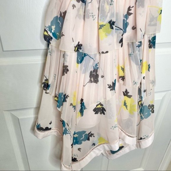 Self-Portrait Pink Asymmetric Graphic Floral-Print Dress Size 6 - Picture 4 of 10